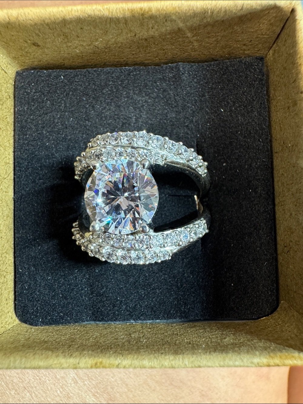 Sparkling sterling Silver  Cubic Zirconia Statement Ring - Clear